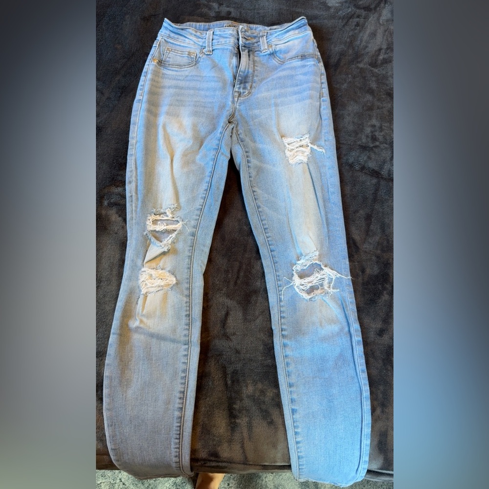 Maurices Light Blue Distressed Skinny Jeans